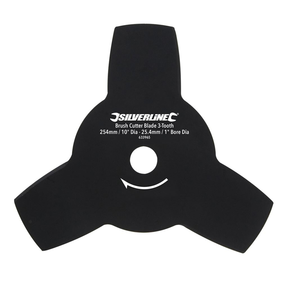 Silverline Brush Cutter Blade 3-Tooth - 254mm / 10" Dia - 25.4mm / 1" Bore Dia