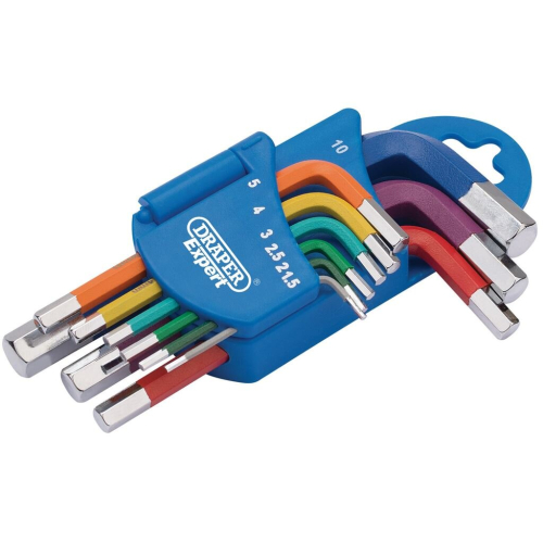 Draper Metric Coloured Short Arm Hex. Key Set (9 Piece)