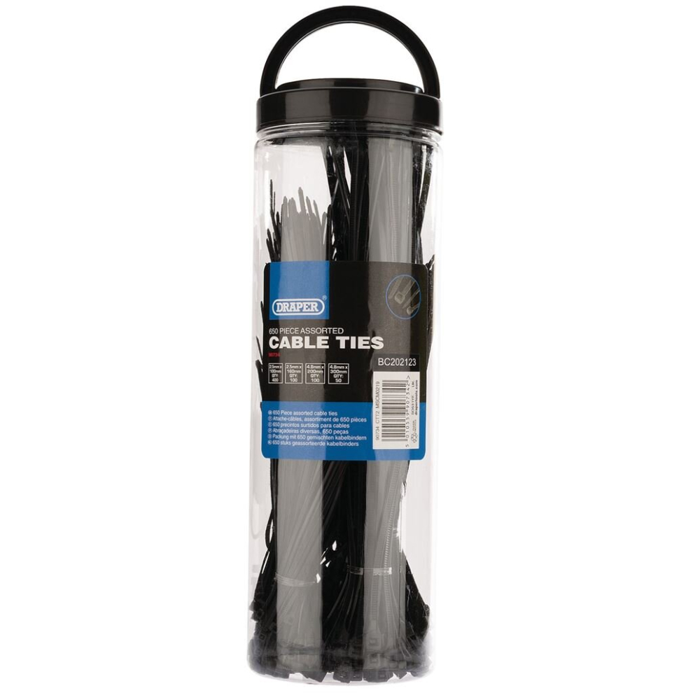 Draper Assorted Nylon Cable Ties (Pack Of 650)