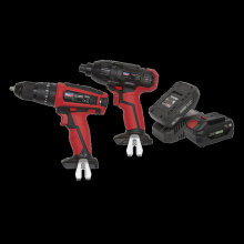 2 x 20V SV20 Series Cordless Ø13mm Combi Drill & 1/4"Hex Drive Impact Driver Combo Kit