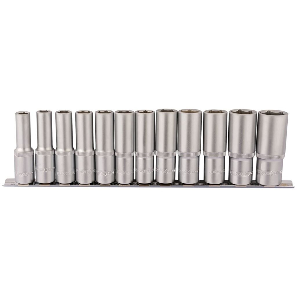 Deep Socket Set on Metal Rail, 1/2"" Sq. Dr. (12 Piece)
