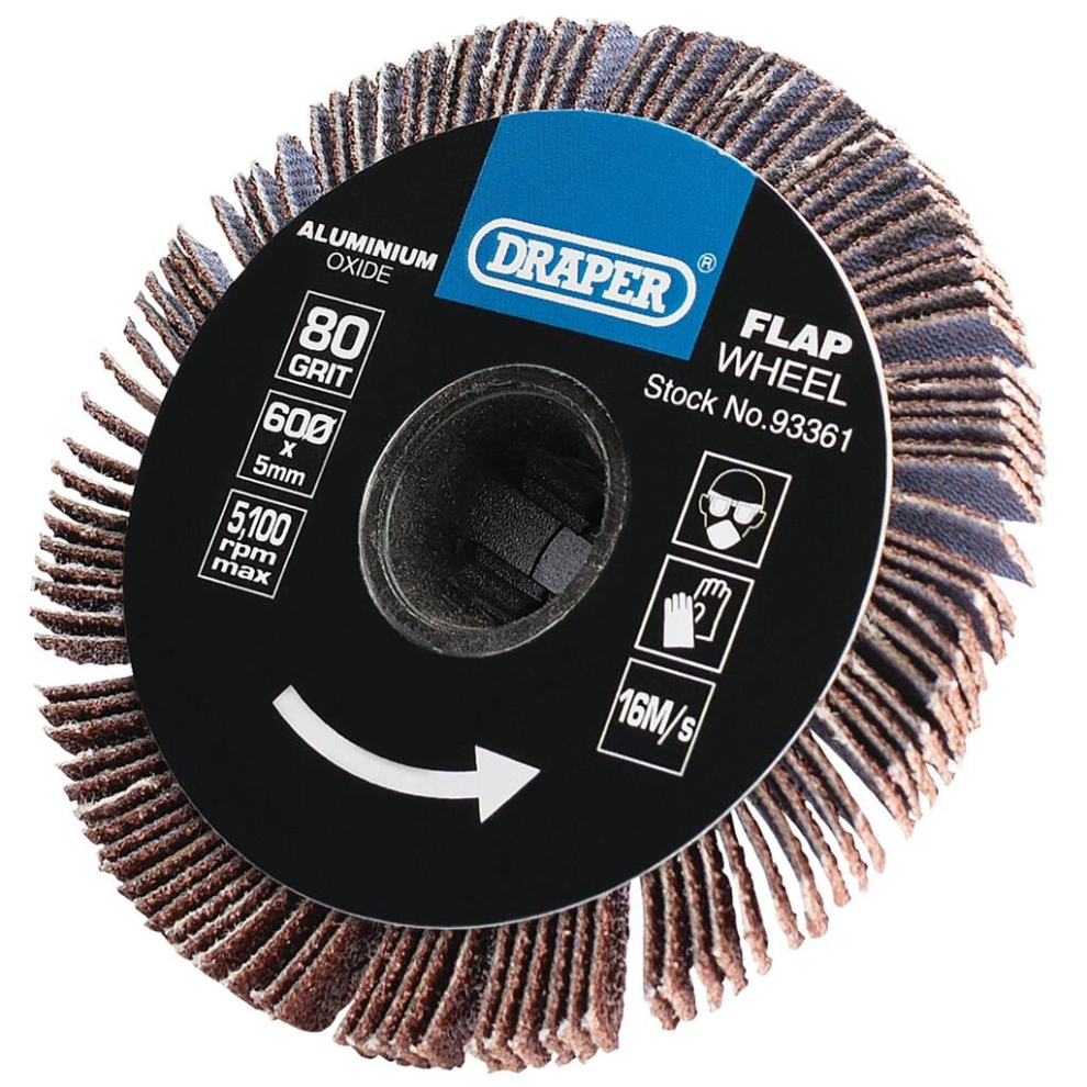 Draper Aluminium Oxide Flap Wheel, 5 X 60Mm, 80 Grit