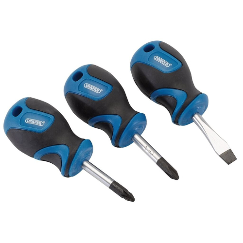 Draper Stubby Soft Grip Screwdriver Set (3 Piece)