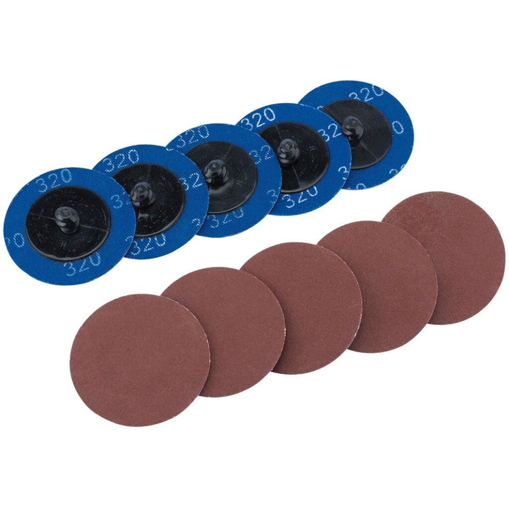 Draper Aluminium Oxide Sanding Discs, 50Mm, 320 Grit (Pack Of 10)