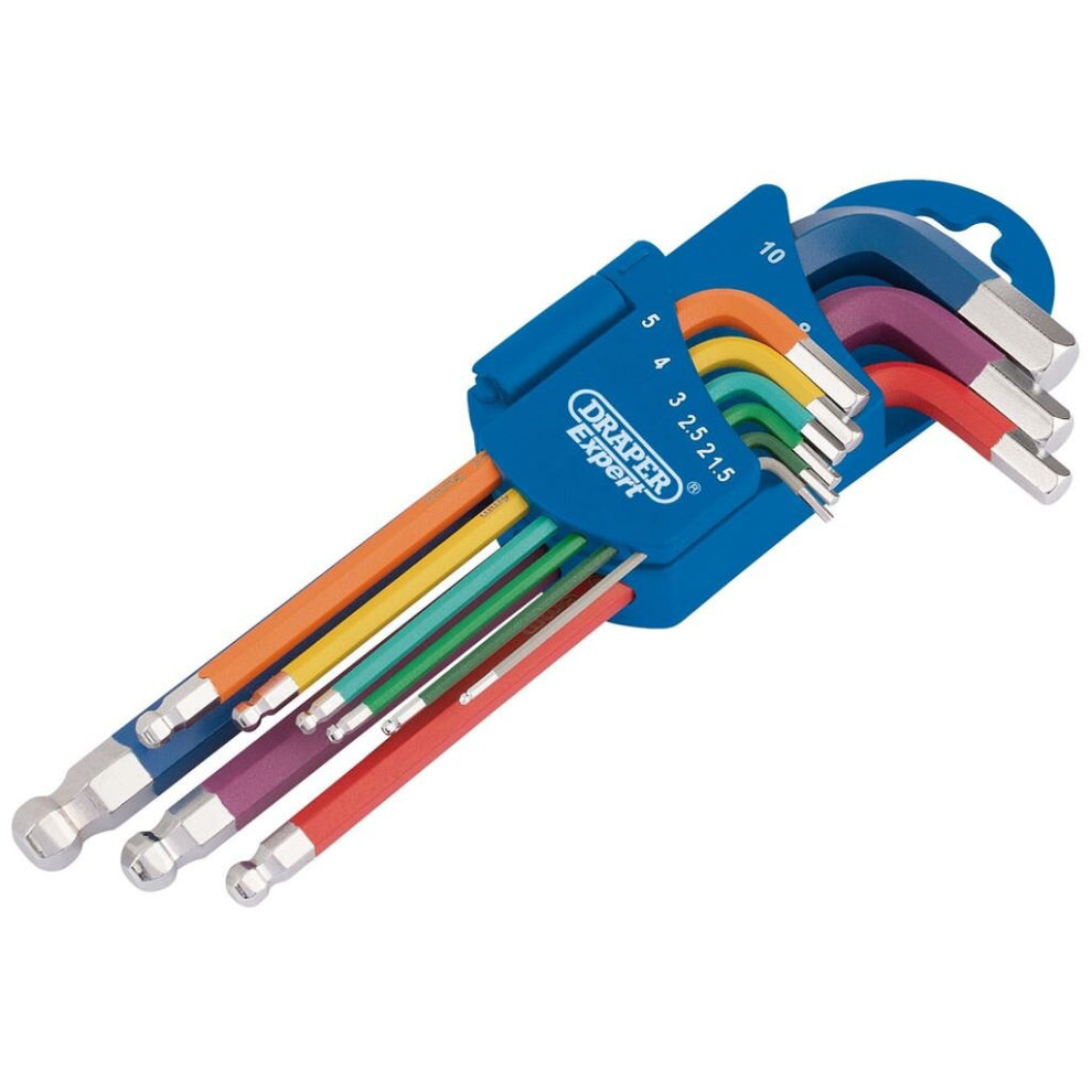 Metric Coloured Hex. and Ball End Key Set (9 Piece)