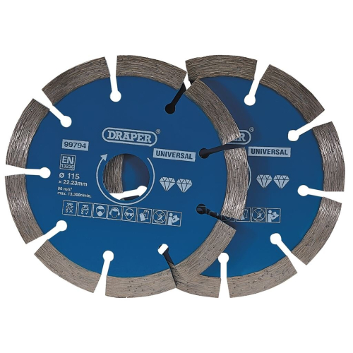 Draper Segmented Diamond Blade, 115mm (Pack of 2)