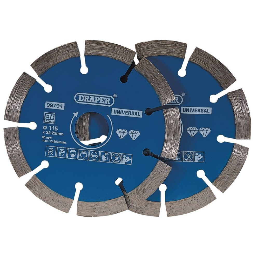 Draper Segmented Diamond Blade, 115Mm (Pack Of 2) Size 2
