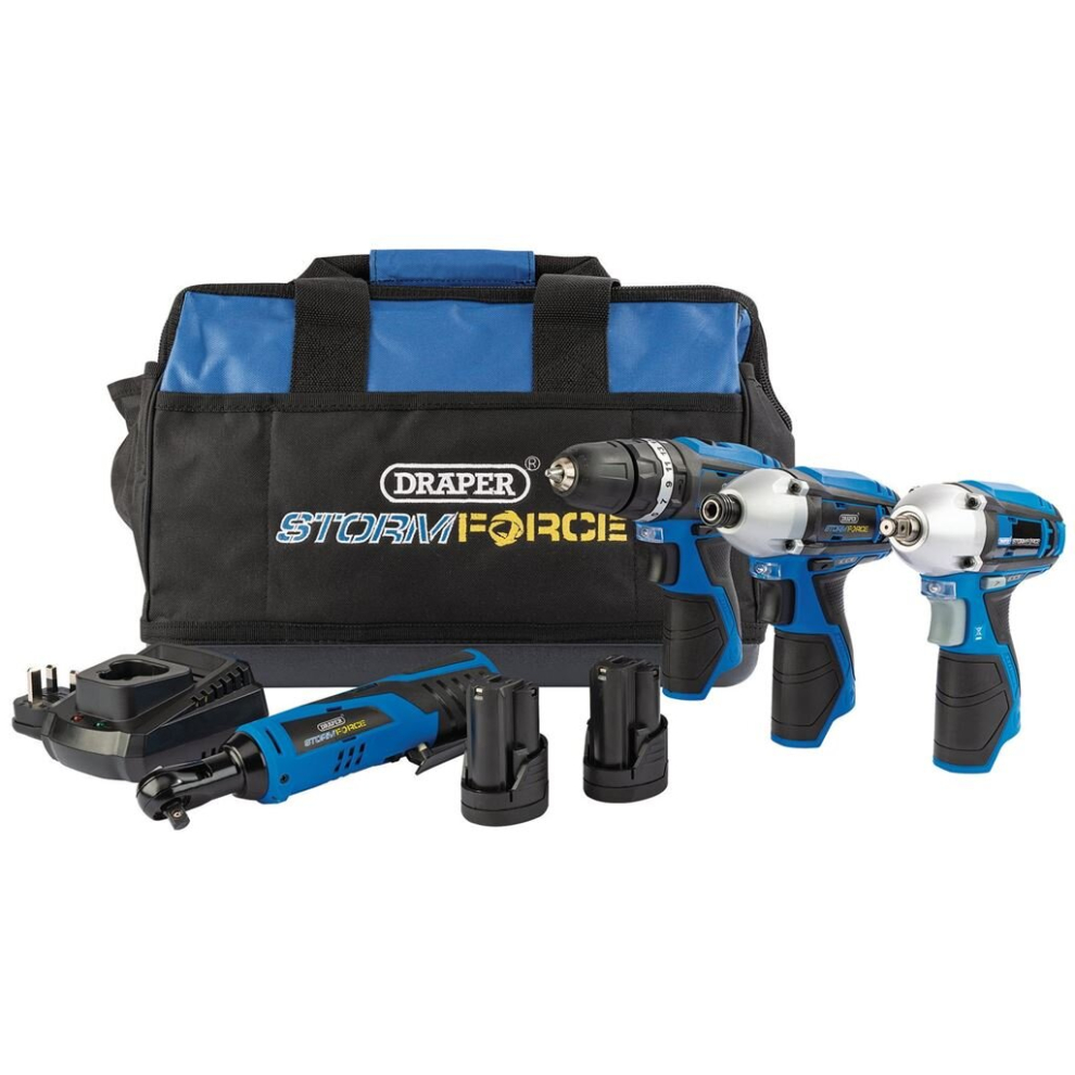 Draper Storm Force® 10.8V Power Interchange 4 Piece Kit, 2 x 1.5Ah Batteries, 1 x Charger, 1 x Bag
