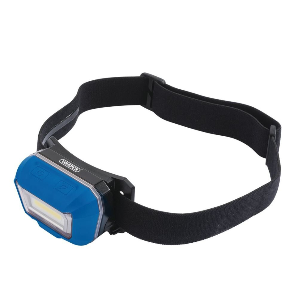 Draper Rechargeable Cob Led Head Torch, 3W, 300 Lumens