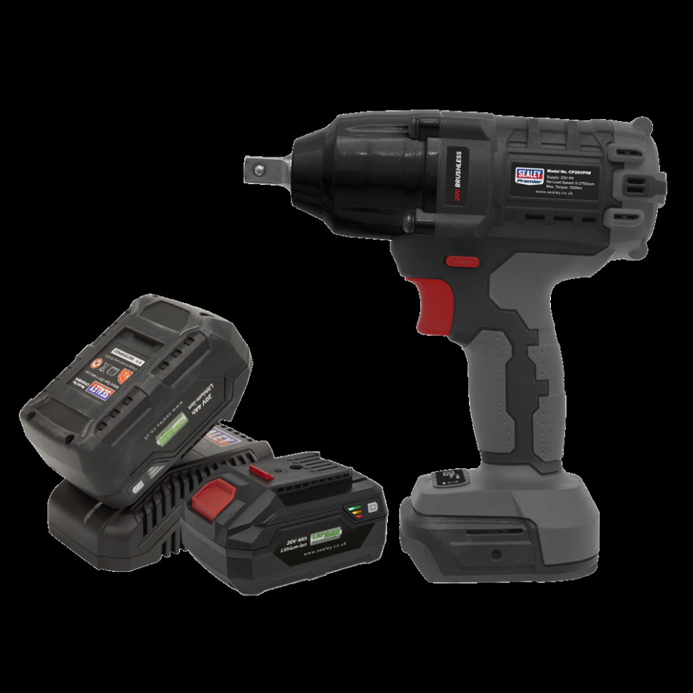 Brushless Impact Wrench Kit 1/2"Sq Drive 20V 4Ah SV20 Series - 2 Batteries