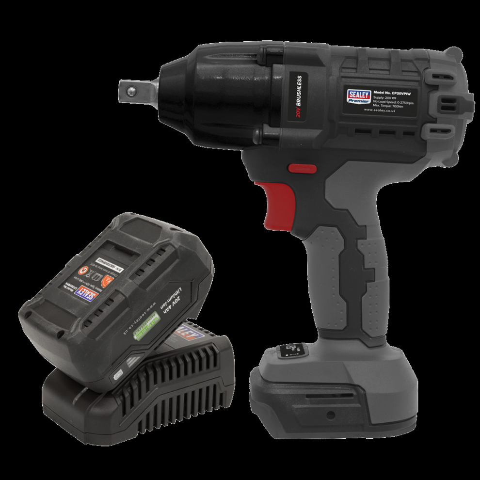 Sealey Brushless Impact Wrench Kit 1/2"Sq Drive 20V 4Ah Sv20 Series