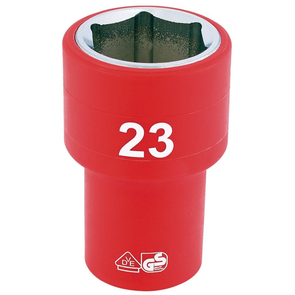 Draper Fully Insulated Vde Socket, 1/2"" Sq. Dr., 23Mm