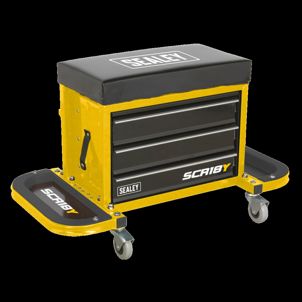 Sealey Mechanic's Utility Seat & Toolbox - Yellow