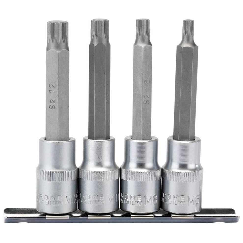 Draper Spline Socket Bit Set, 1/2"" Sq. Dr. (4 Piece) Size 1