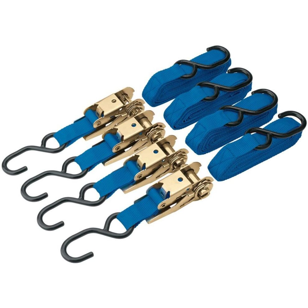 Ratcheting Tie Down Straps, 4.5M X 25Mm, 350Kg (4 Piece) 5010559609604