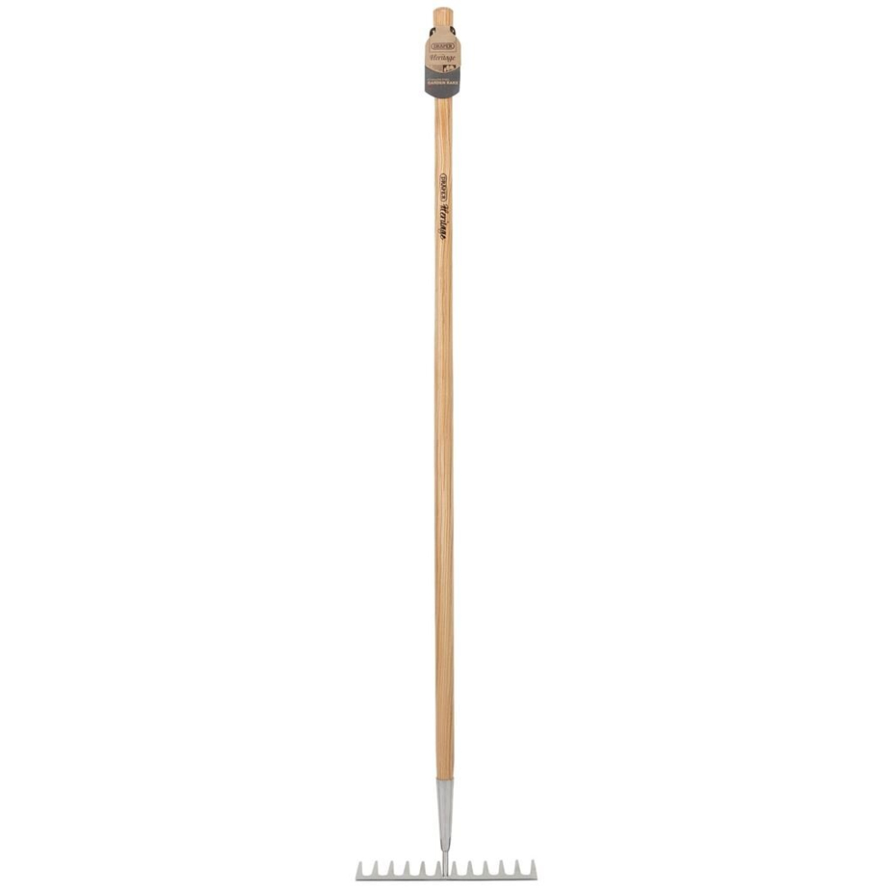 Draper Heritage Stainless Steel Garden Rake with Ash Handle