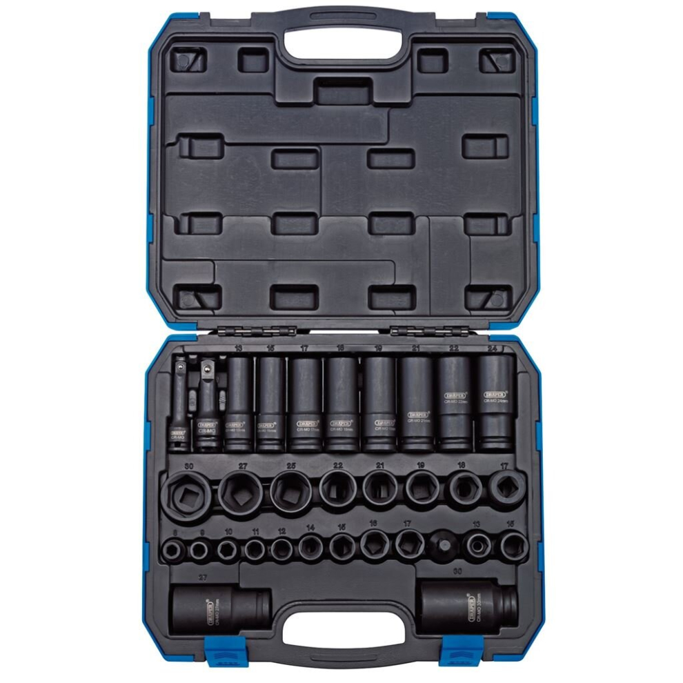 Draper Impact Socket Set, 3/8"" & 1/2"" Sq. Dr. (32 Piece)