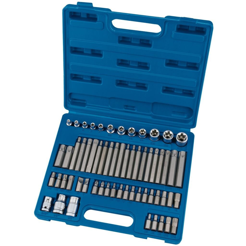 Mechanic's Socket and Bit Set, 3/8, 1/2"" Sq. Dr. (61 Piece)