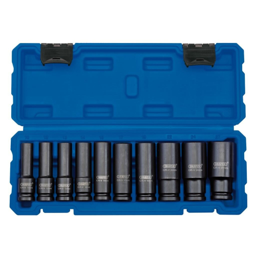 Draper Metric Deep Impact Socket Set, 1/2"" Sq. Dr. (10 Piece)