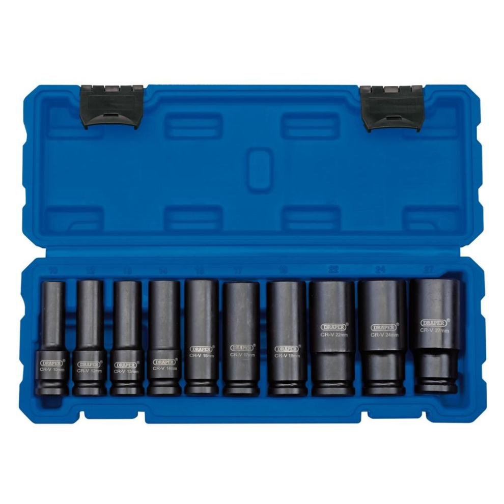 Metric Deep Impact Socket Set, 1/2"" Sq. Dr. (10 Piece)