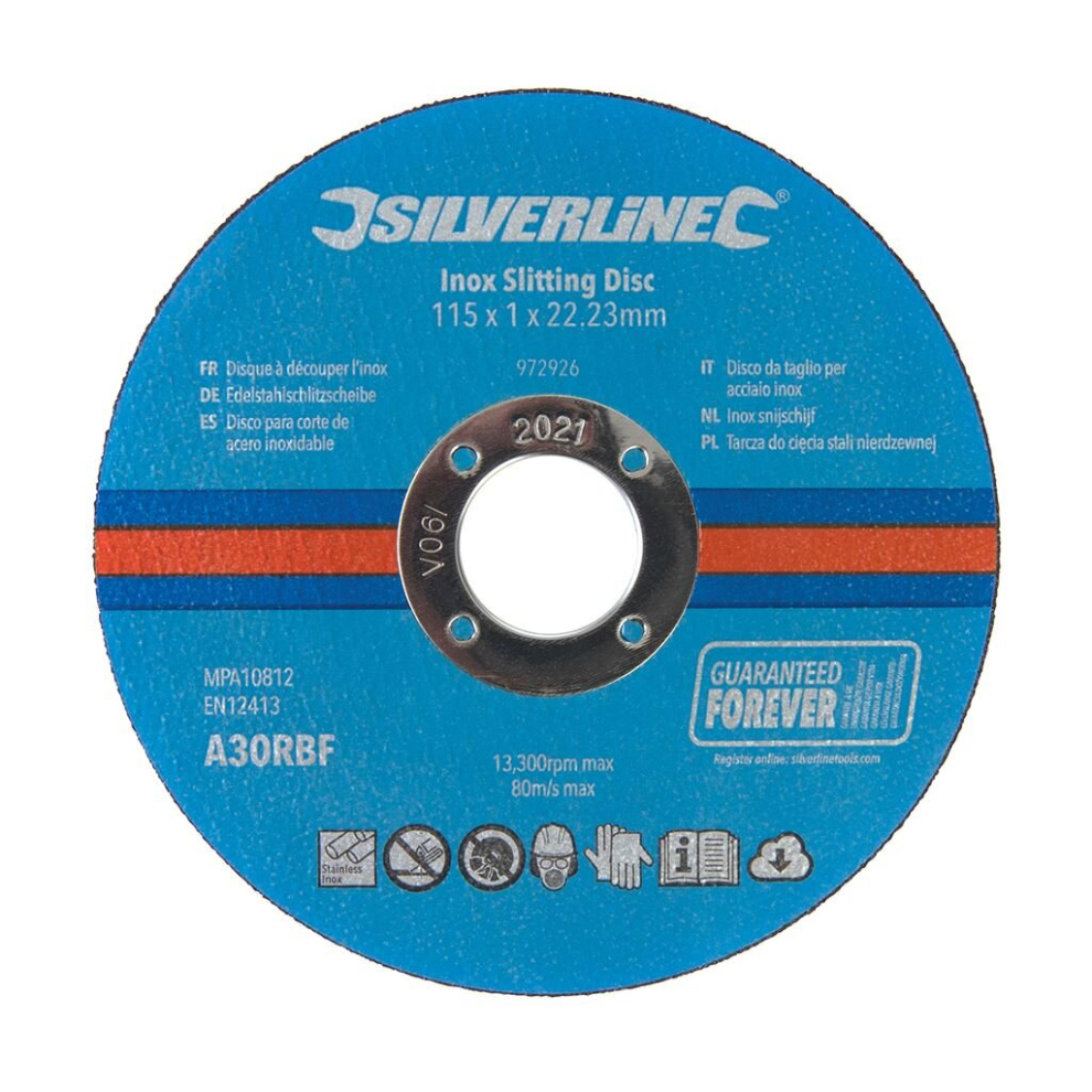 Silverline Inox Slitting Discs 10pk - 115 x 1 x 22.23mm