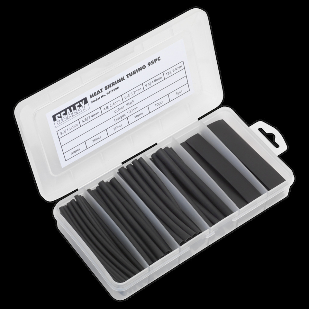 Heat Shrink Tubing Assortment 95pc 100mm Black