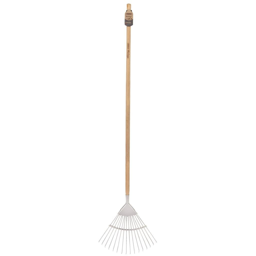 Draper Heritage Stainless Steel Lawn Rake with Ash Handle
