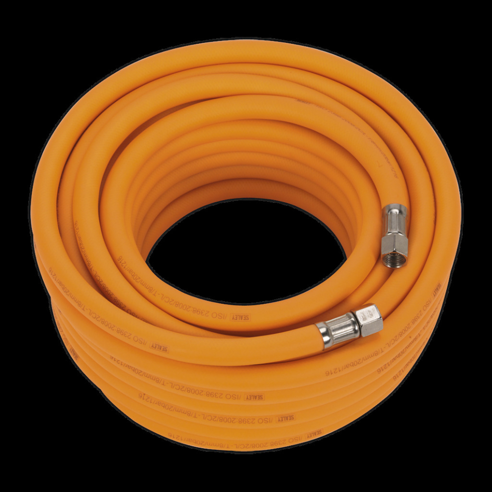 Air Hose 15M X Ø8mm Hybrid High-Visibility With 1/4"Bsp Unions 5054511144505