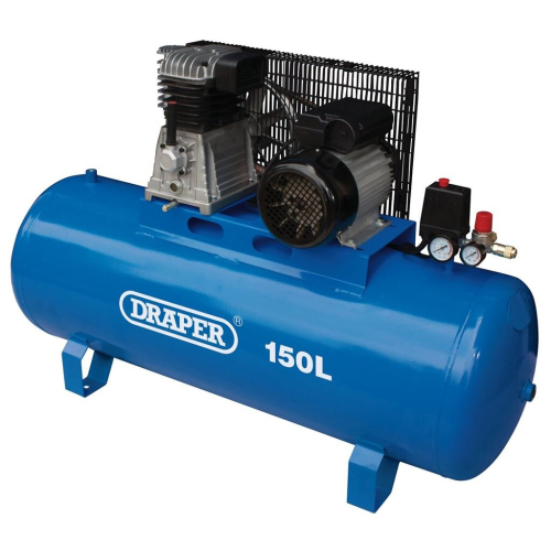 Draper 150L Belt-Driven Air Compressor without wheels, 2.2kW/3hp