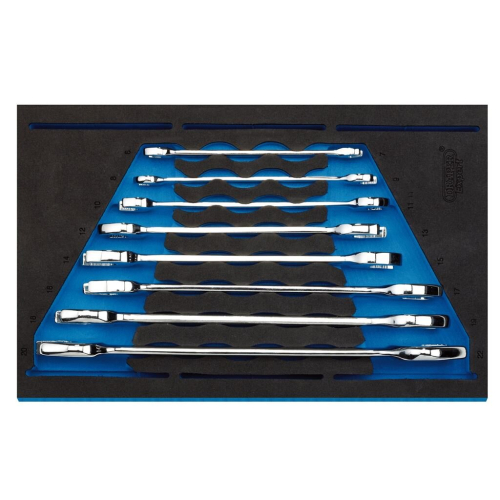 Draper Open Ended Spanner Set in 1/4"" Drawer EVA Insert Tray (8 Piece)