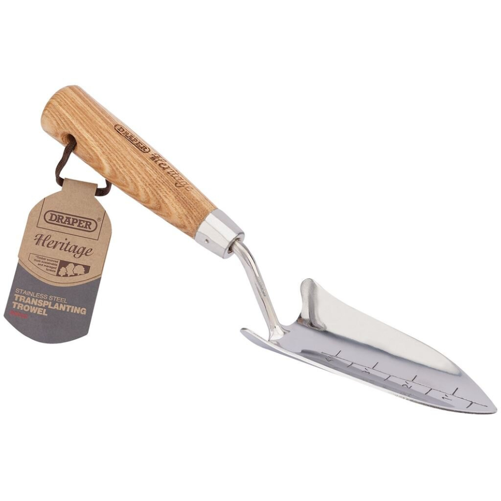 Draper Heritage Stainless Steel Transplanting Trowel With Ash Handle