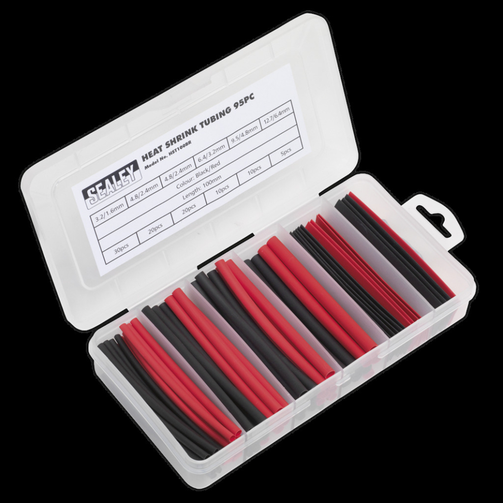 Sealey Heat Shrink Tubing Assortment 95Pc 100Mm & Black/Red
