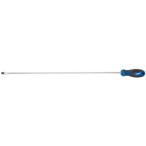 Draper Extra Long Reach Soft Grip Plain Slot Screwdriver, 6.0 x 450mm