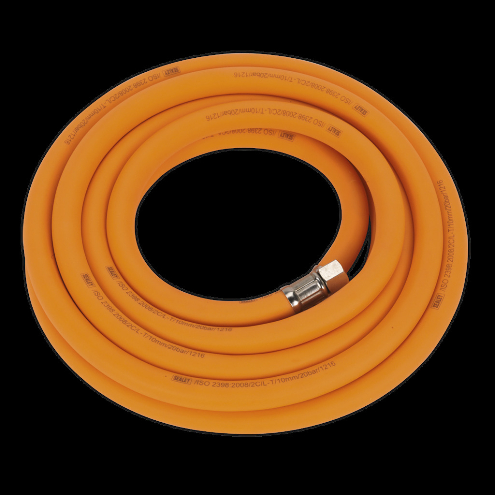 Sealey Air Hose 5M X Ø10mm Hybrid High-Visibility With 1/4"Bsp Unions