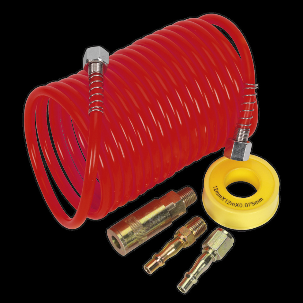Sealey Air Hose Kit 5M X Ø5mm Pe Coiled With Connectors