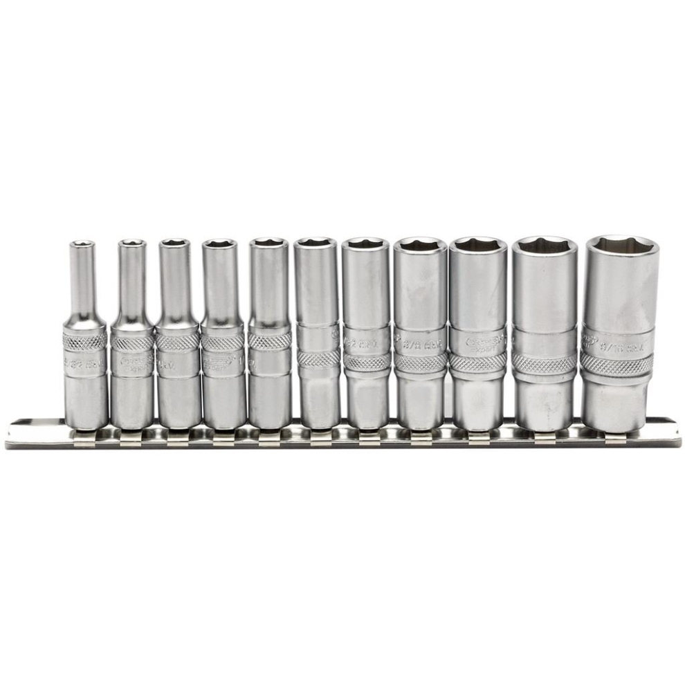 Imperial Deep Socket on Metal Rail, 1/4"" Sq. Dr. (11 Piece)