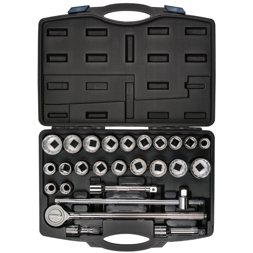 Draper HI-TORQ® Combined MM/AF Socket Set, 3/4"" Sq. Dr., Black (26 Piece)