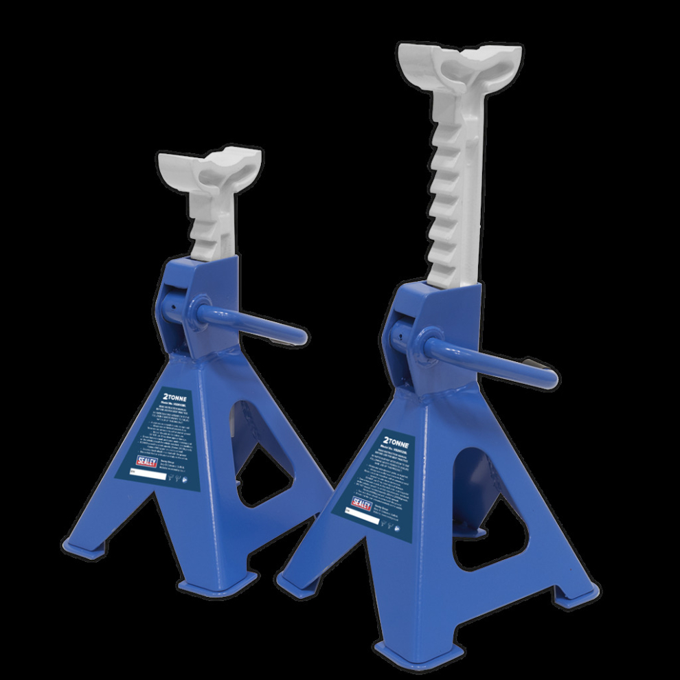 Axle Stands (Pair) 2 Tonne Capacity Per Stand Ratchet Type - Blue