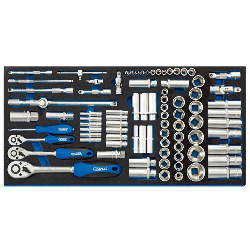 Socket Set in Full Drawer EVA Insert Tray, 1/4"", 3/8"", and 1/2"" (84 Piece)