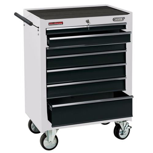 Draper Roller Tool Cabinet, 7 Drawer, 26"", White