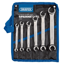 17759 Flare Nut Spanner Set - 6-Piece, Chrome Vanadium, Hardened & Chrome-Plated for Fuel, Hydraulic & Refrigeration Lines