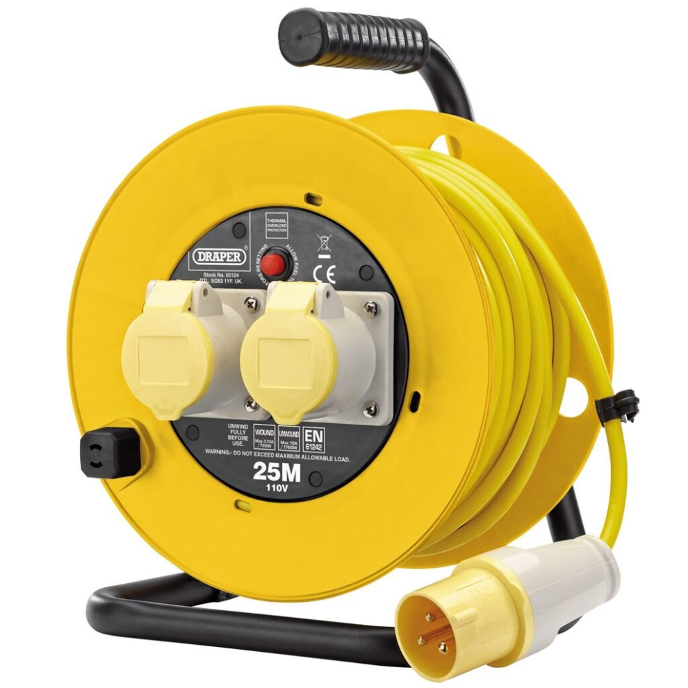 110V Twin Extension Cable Reel, 25M 5010559021246