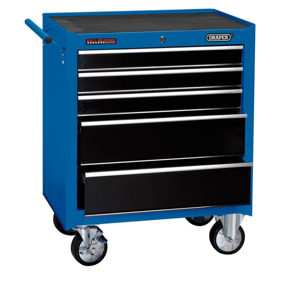 Roller Tool Cabinet, 5 Drawer, 26"", Blue