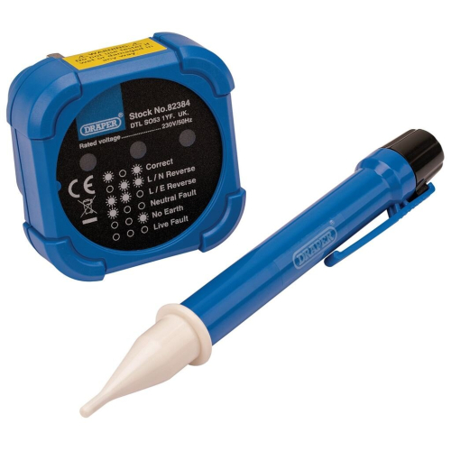 Draper 230V Socket and Voltage Tester Set, 200-600V, 3 Amp