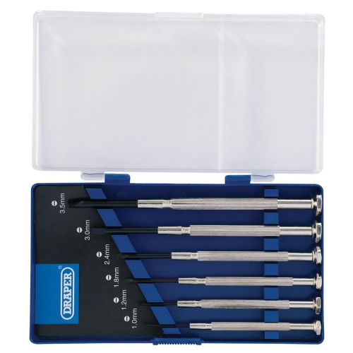Draper Precision Screwdriver Set, 6 x Plain Slot (6 Piece)