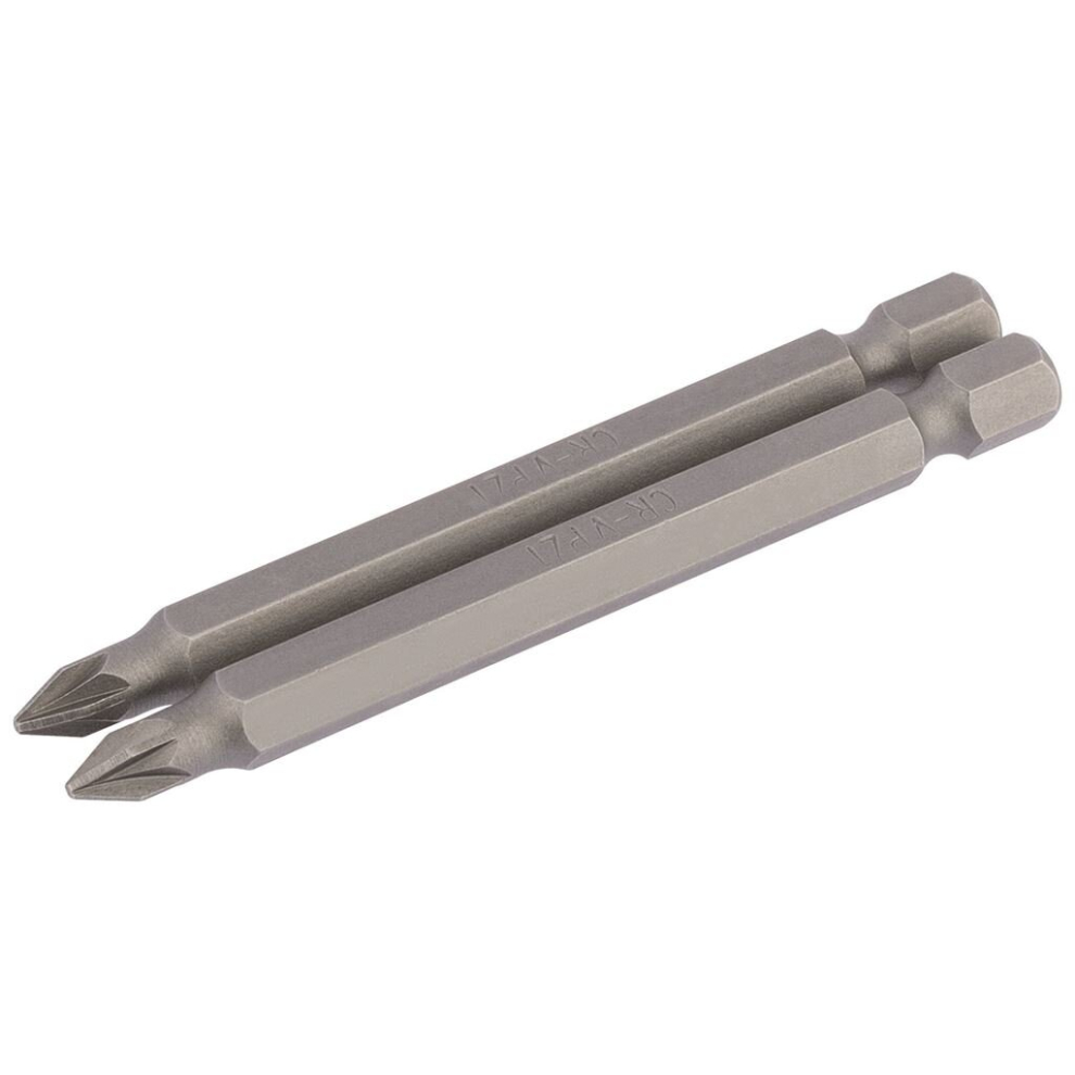 Draper Pz Type Insert Bit, 1/4"" Hex, 75Mm Long, No.1 (Pack Of 2)