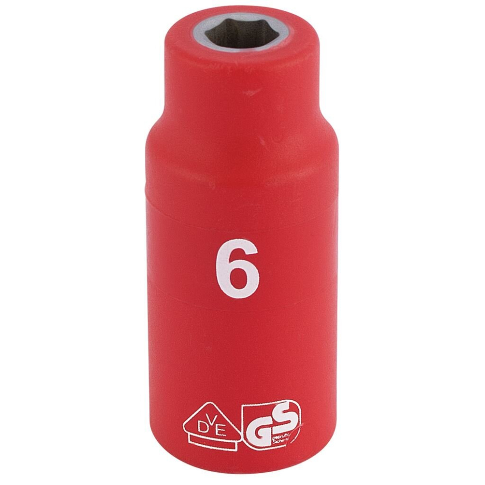 Fully Insulated VDE Socket, 1/4"" Sq. Dr., 6mm