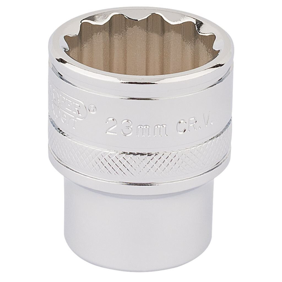 Draper Hi-Torq® 12 Point Socket, 1/2"" Sq. Dr., 23Mm