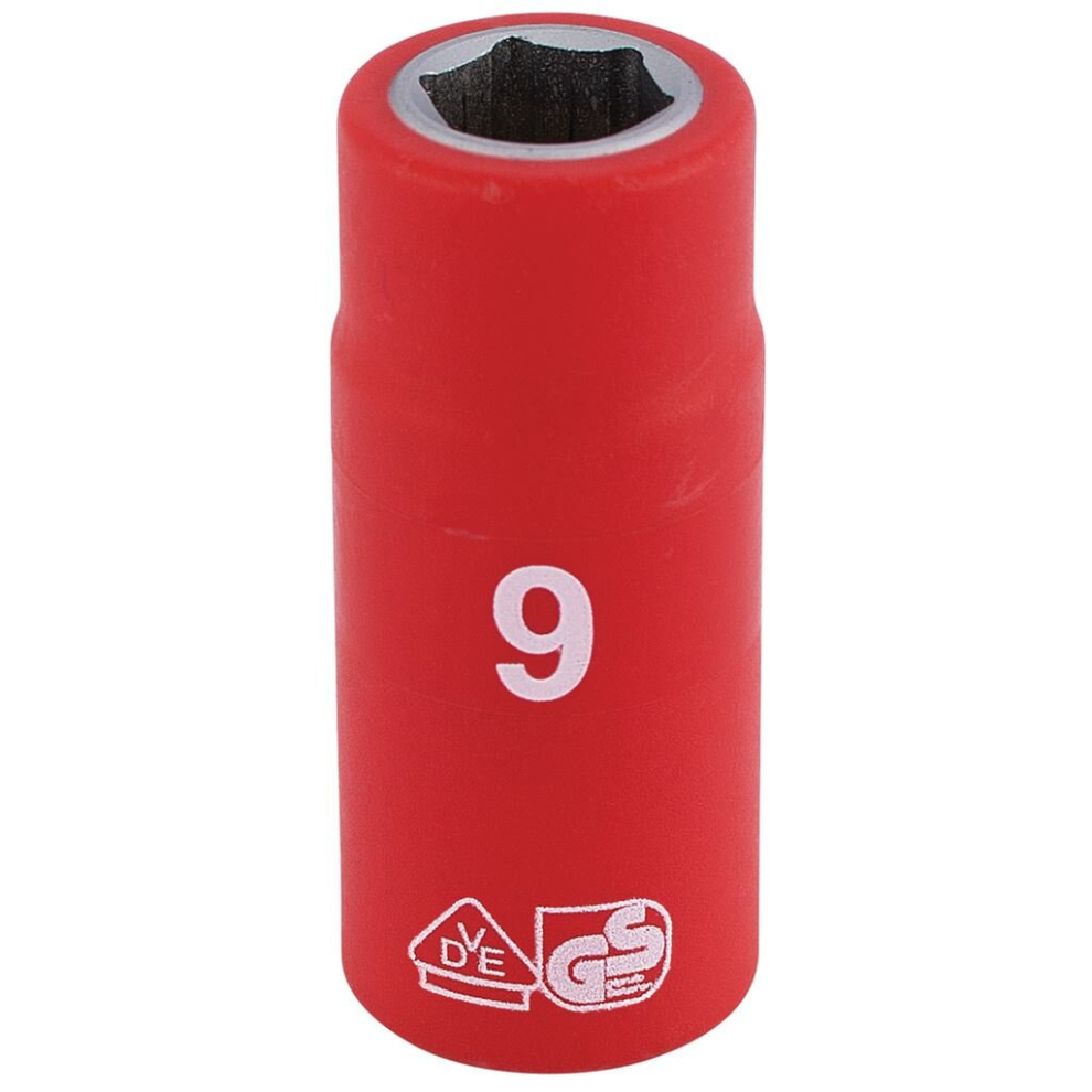 Draper Fully Insulated Vde Socket, 1/4"" Sq. Dr., 9Mm