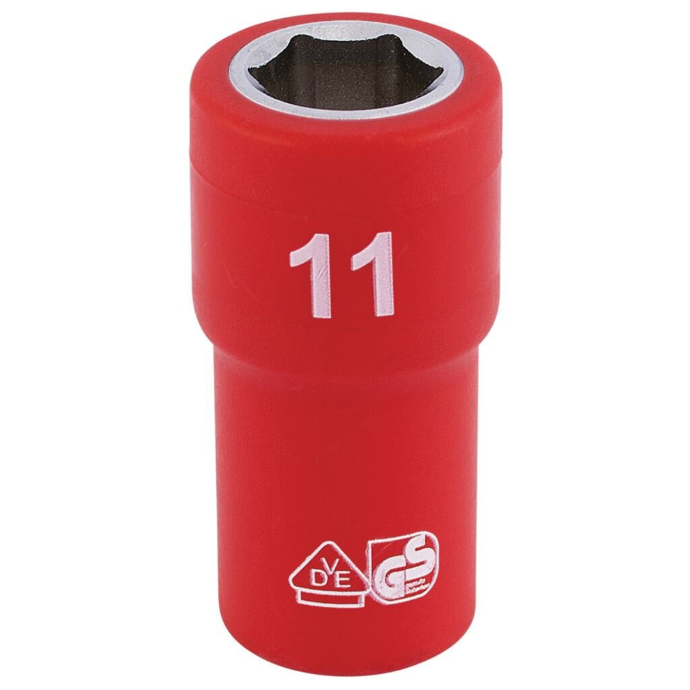 Draper Fully Insulated Vde Socket, 1/4"" Sq. Dr., 11Mm